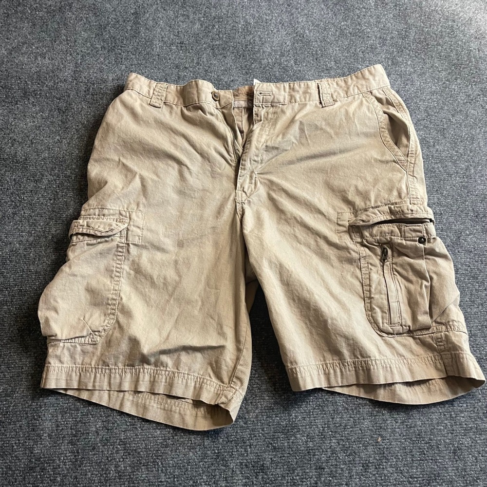 Chaps Mens‎ Khaki Tan Ripstop Cargo Shorts Size 36 Relaxed Fit Cotton Utility